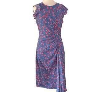 Vince Camuto Blue and Red Floral Midi Dress